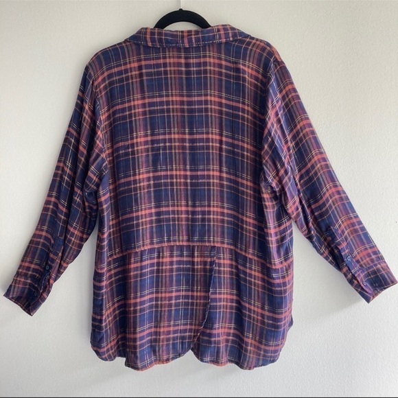 LUCKY BRAND Metallic Plaid Button Down Shirt 2XL light weight super soft - Picture 2 of 14